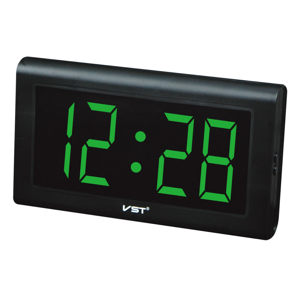 VST-795-4 Часы электронные, ярко зеленые. Большие настенные