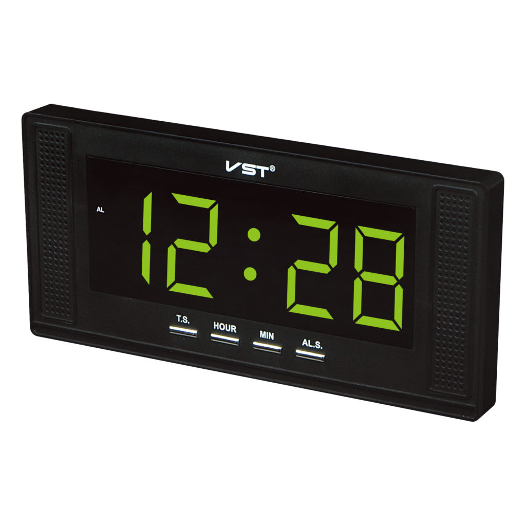 VST-729-2 Часы электронные, зеленые. Большие настенные